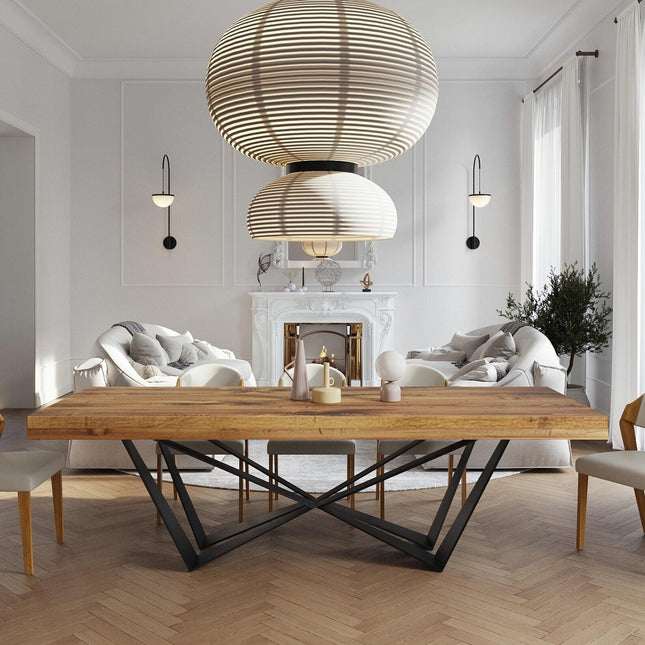 Grantham Scorpio Dining Table Rustic Solid Wood Dining Table Industrial Straight Edge Dining Table Scorpio Steel Base