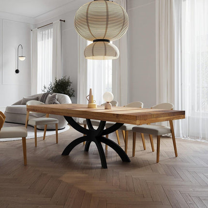 Grantham Prism Dining Table Rustic Solid Wood Dining Table Industrial Straight Edge Dining Table Prism Steel Base