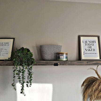 Grey Solid Wood Rustic Shelf Metal Brackets