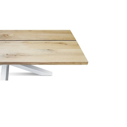 HARDWOOD Solid Oak Dining Table Top Angle 1+1 with Star Frame Legs White – Industrial Rustic Handmade Kitchen Table Clar 066