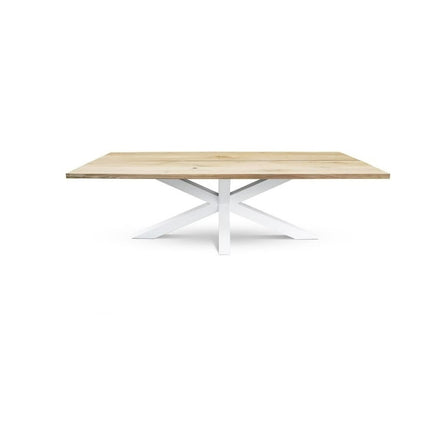HARDWOOD Solid Oak Dining Table Top Angle 1+1 with Star Frame Legs White – Industrial Rustic Handmade Kitchen Table Clar 066