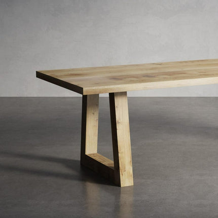 Solid Oak Dining Table with Trapezium Frame Wooden Legs – DURABLE HARDWOOD CLAR 024