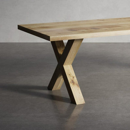 Solid Oak Dining Table with XF Frame Wooden Legs – DURABLE HARDWOOD CLAR 029