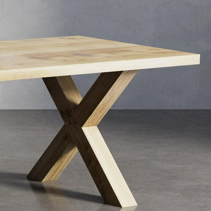 Solid Oak Dining Table with XF Frame Wooden Legs – DURABLE HARDWOOD CLAR 029