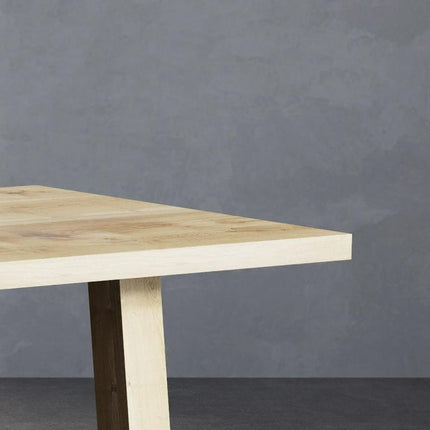 Solid Oak Dining Table with Trapezium Frame Wooden Legs – DURABLE HARDWOOD CLAR 024