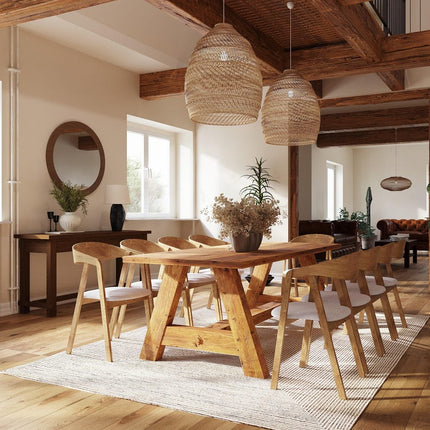 Rustic Dining Table Wragby A Beam Wooden Base