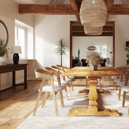 Rustic Dining Table Victoria Chunky Wooden Base