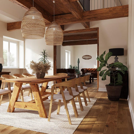 Rustic Dining Table Wragby A Beam Wooden Base