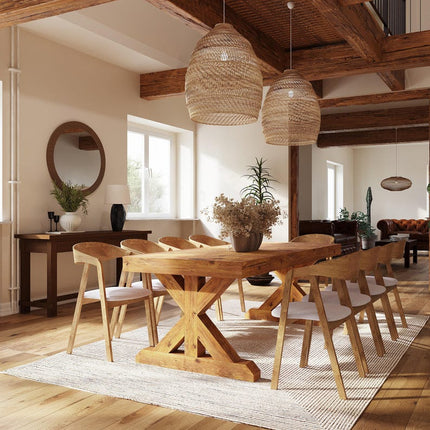 Rustic Dining Table Grimsby Farmhouse Wooden Base