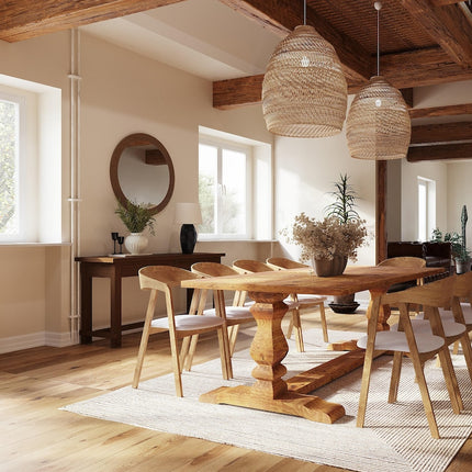 Rustic Dining Table Victoria Chunky Wooden Base