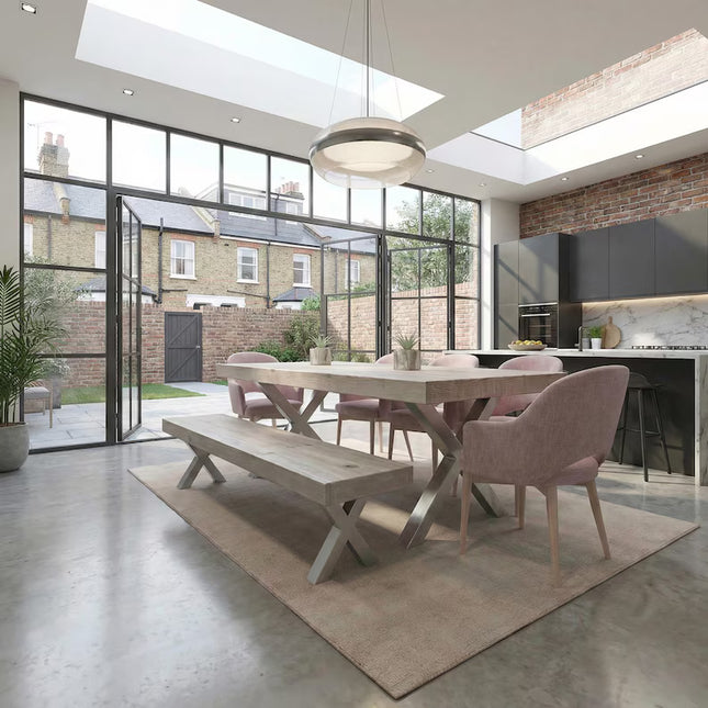 Alford Dining Table Industrial Farmhouse Dine Table - Rustic Dining Table - Farmhouse Table - Handmade Table Chunky Metal Legs