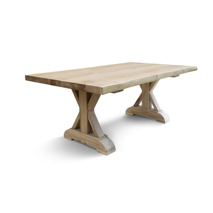 HARDWOOD Solid Oak Dining Table with Wooden Farmhouse Legs – Industrial Rustic Handmade Kitchen Table Clar 042