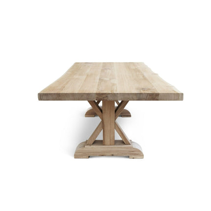 HARDWOOD Solid Oak Dining Table with Wooden Farmhouse Legs – Industrial Rustic Handmade Kitchen Table Clar 042
