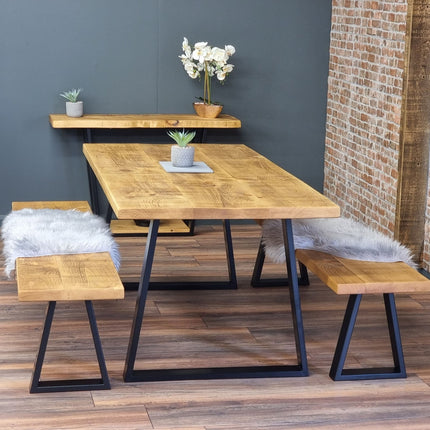 John Lewis Calia Style Industrial Reclaimed Dining Table Trapezium Steel Legs Cotswold