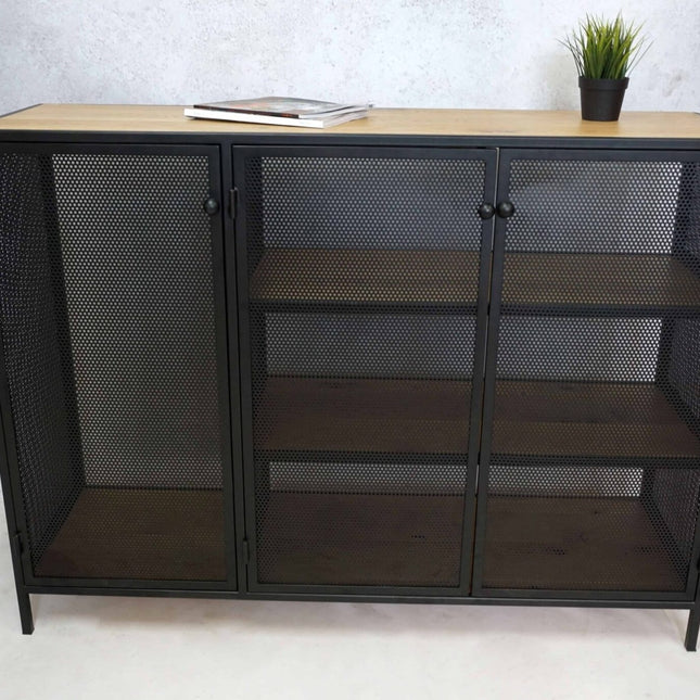 Oak loft-style perforated chest of drawers Cottesmore