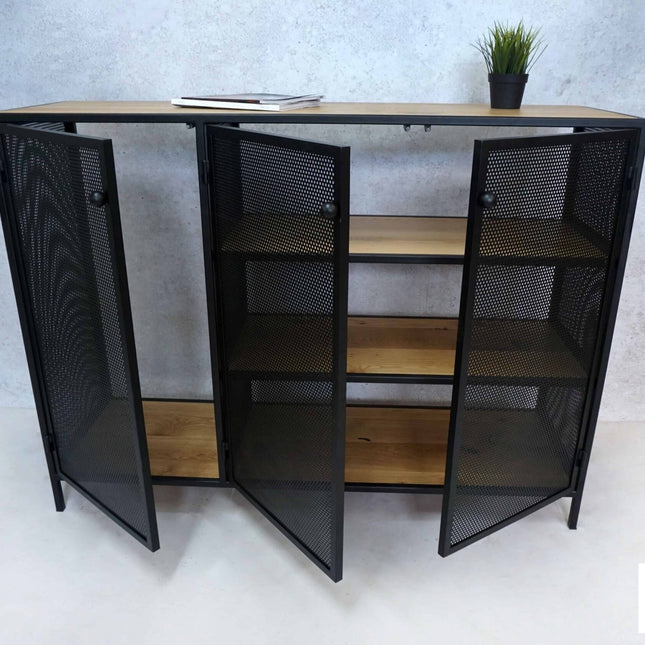 Oak loft-style perforated chest of drawers Cottesmore