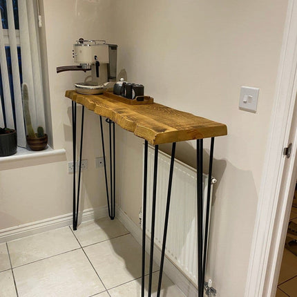 Freestanding Rustic Console Table With Hairpin Legs 24cm Depth