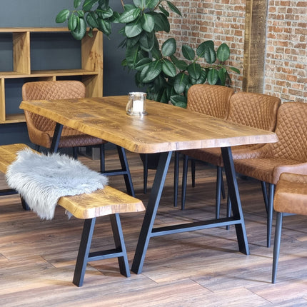 Live Edge Round Corners Dining Table with Metal Legs Cotswold