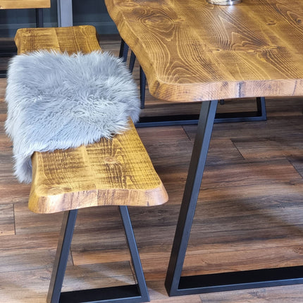 Live Edge Round Corners Dining Table with Metal Legs Cotswold