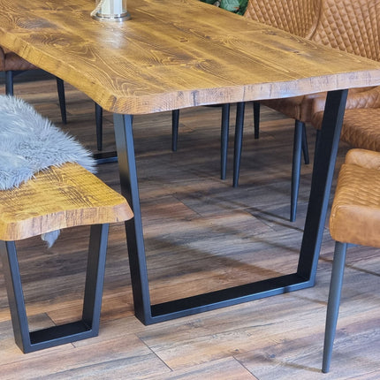 Live Edge Round Corners Dining Table with Metal Legs Cotswold