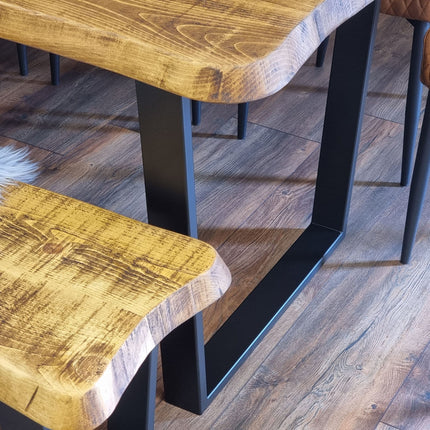 Live Edge Round Corners Dining Table with Metal Legs Cotswold