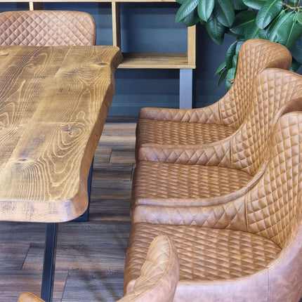 Live Edge Round Corners Dining Table with Metal Legs Cotswold