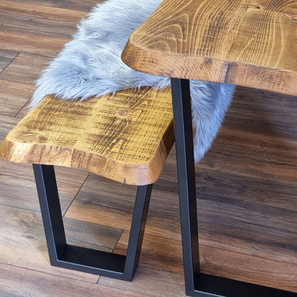 Live Edge Round Corners Dining Table with Metal Legs Cotswold