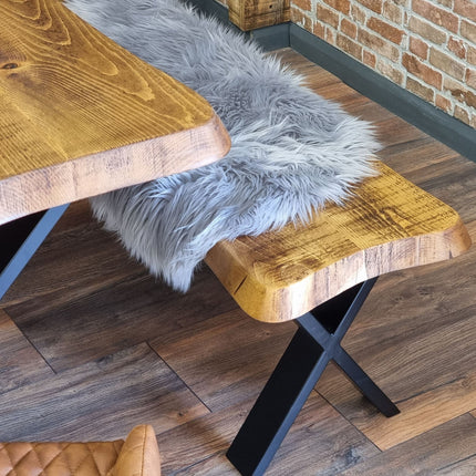 Live Edge Round Corners Dining Table with Metal Legs Cotswold