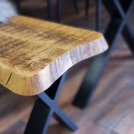 Live Edge Round Corners Dining Table with Metal Legs Cotswold