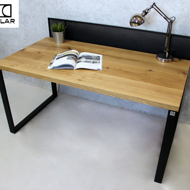 Loft oak desk with perforated sheet Drayton