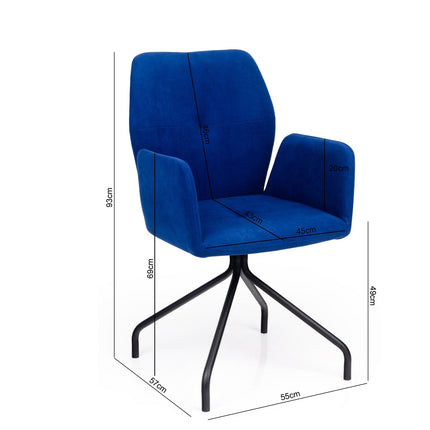 Dining chair Lun with armrest and metal legs