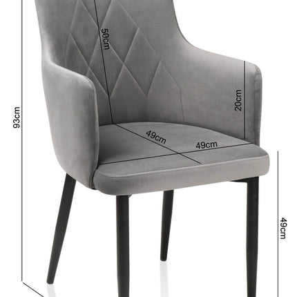 Dining Chair Megan with armrest and metal legs