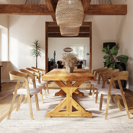 Rustic Dining Table Midville Farmhouse V Beam Wooden Base