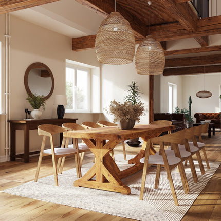 Rustic Dining Table Midville Farmhouse V Beam Wooden Base