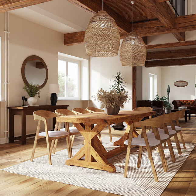 Rustic Dining Table Midville Farmhouse V Beam Wooden Base