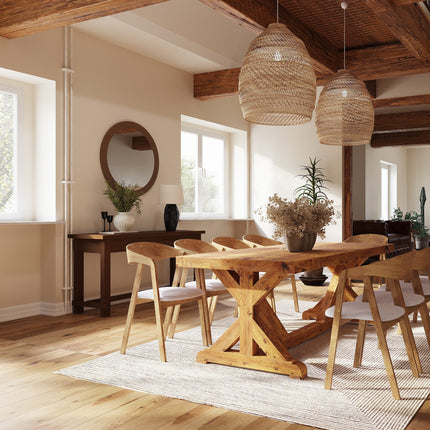 Rustic Dining Table Midville Farmhouse V Beam Wooden Base