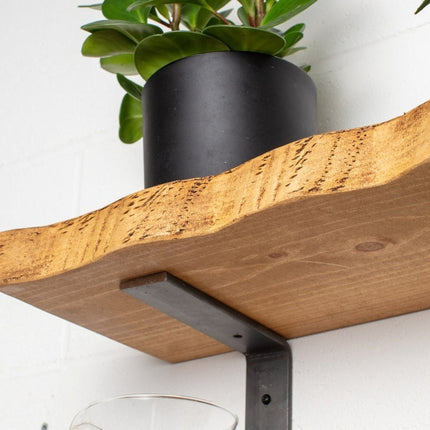 Solid Wood Rustic Shelf Metal Brackets