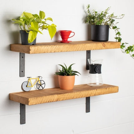 Solid Wood Rustic Shelf Metal Brackets