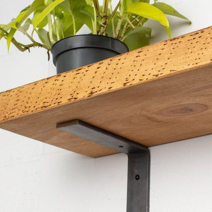 Solid Wood Rustic Shelf Metal Brackets