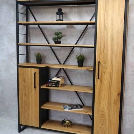 Oak industrial/loft bookcase with NIKO shelves