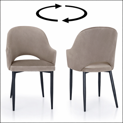 Rose swivel chair with metal legs