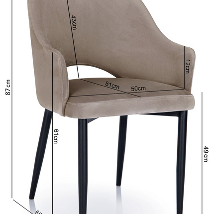 Rose swivel chair with metal legs