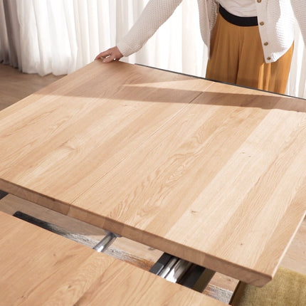 Solid Oak Extendable Kitchen Dining Table with STAR LEGS – Industrial Rustic HARDWOOD Table Clar 040