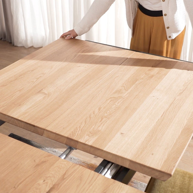 Solid Oak Extendable Kitchen Dining Table with STAR LEGS – Industrial Rustic HARDWOOD Table Clar 040