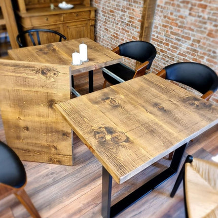 Rustic Extendable Dining Table Handmade Solid Wood