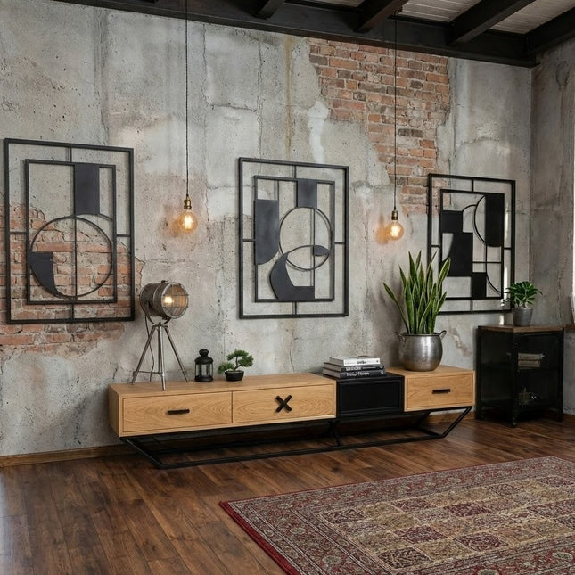 Oak loft/industrial TV cabinet Sunny