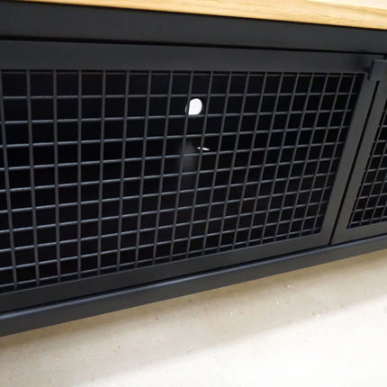 Oak TV cabinet with perforation, loft style Langtoft