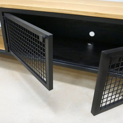 Oak TV cabinet with perforation, loft style Langtoft