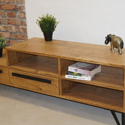 Oak loft TV cabinet PLUM