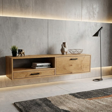 Oak loft hanging TV cabinet Angel